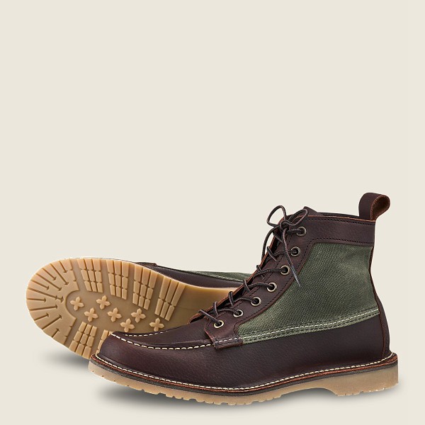 Heritage Støvler Herre - Red Wing Weekender Lærred Moc - 6-Inch Oil-Slick Læder - Mørkebrune - AWEFY